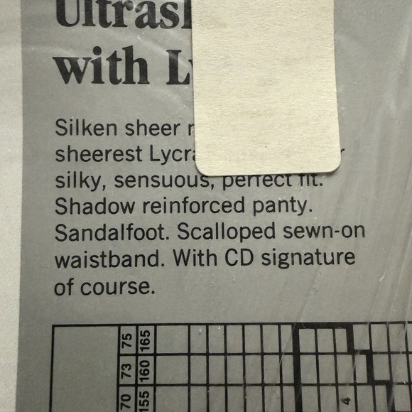 Christian Dior 4478 L'ALLURE Ultra Sheer Panty Top Crystal Gray Size 2 Vintage - Picture 7 of 11